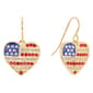 Athra 14kt. Gold over Brass Heart USA Flag Drop Earrings - image 1