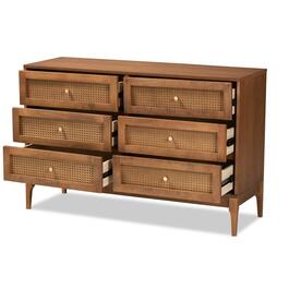 Baxton Studio Ramiel Modern Ash Walnut Wood 6-Drawer Dresser