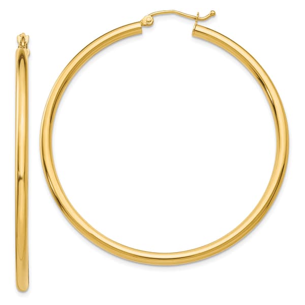 Gold Classics(tm) 14kt. Polished Gold 50mm Hoop Earrings - image 