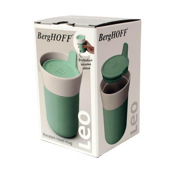 BergHOFF Leo 11.16oz. Porcelain Green Travel Mug - Set of 2