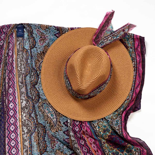 Womens Adrienne Vittadini 2pc. Stoned Kimono & Hat Set