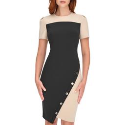 Womens Tommy Hilfiger Short Sleeve Asymmetric Button Sheath Dress