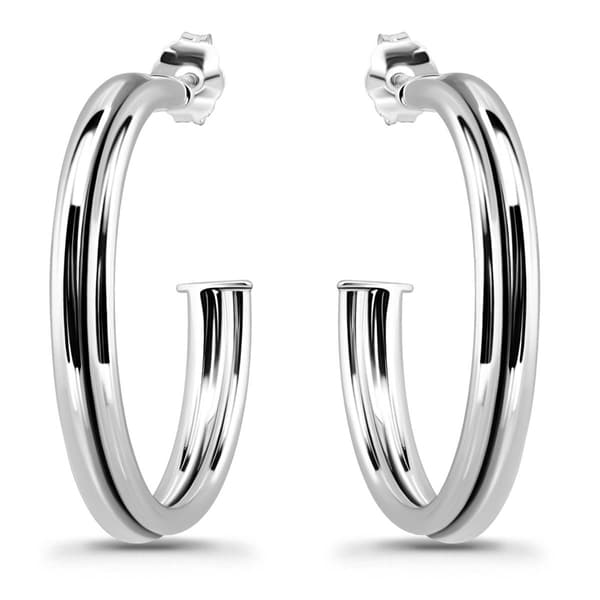 Designs by FMC Sterling Silver Double Round Hoop Earrings - image 