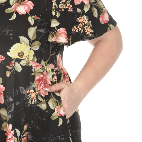 Plus Size White Mark Short Sleeve Floral Maternity A-Line Dress