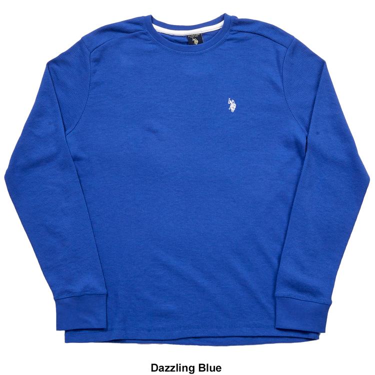 Mens U.S. Polo Assn.® Solid Crew Neck Waffle Knit Thermal
