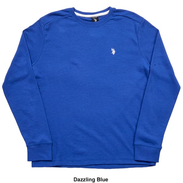 Mens U.S. Polo Assn.® Solid Crew Neck Waffle Knit Thermal