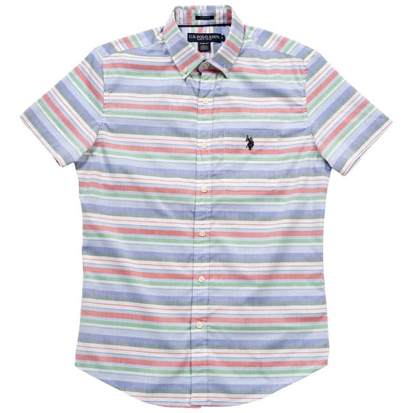 Mens U.S. Polo Assn.(R) Slim Fit Pastel Stripe Button Down Shirt - image 