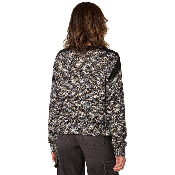 Womens Democracy Metallic Slub Yarn Open Front Sweater Cardigan