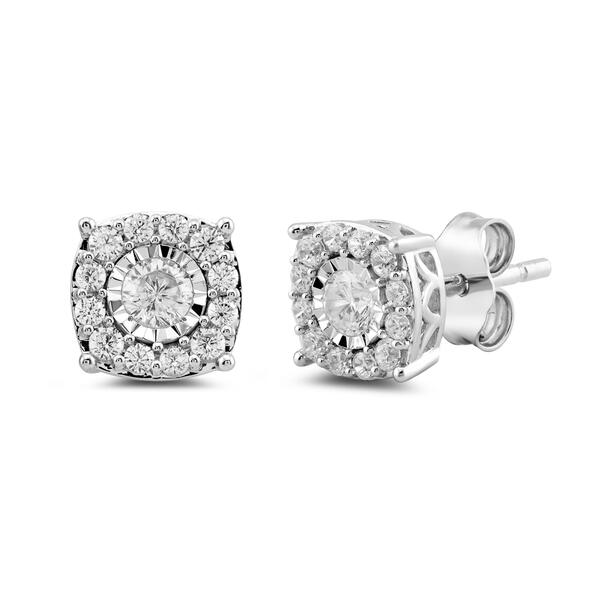 Sterling Silver 1/2cttw. Round Lab Grown Diamond Stud Earrings - image 