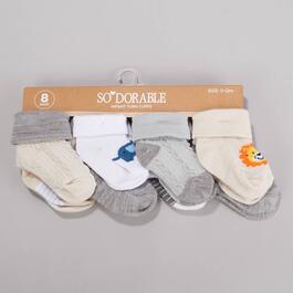 Baby Boy so''dorable&#40;R&#41; 8pk. Safari & Solid Turn Cuff Socks