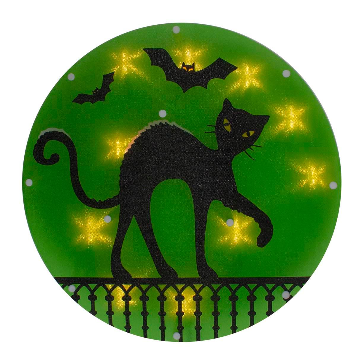 Northlight Seasonal 13.75in. Lighted Black Cat Window...