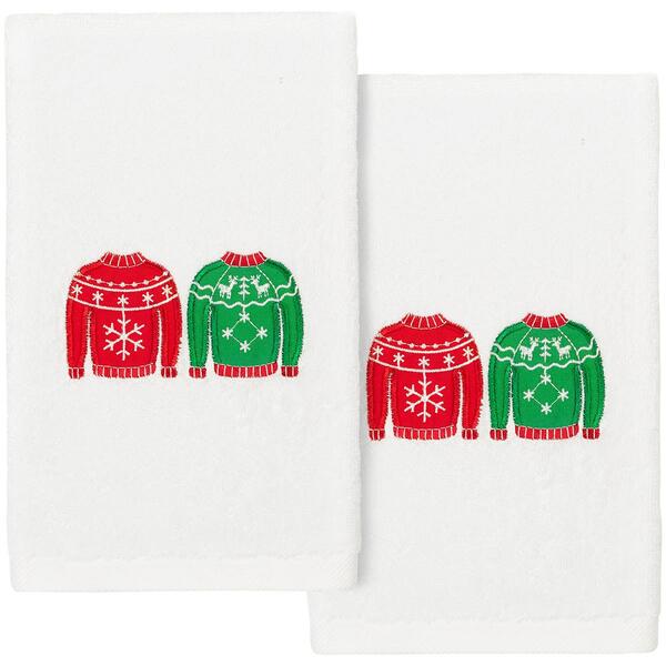 Linum Home Textiles Christmas Sweaters Hand Towels Set Of 2 - image 