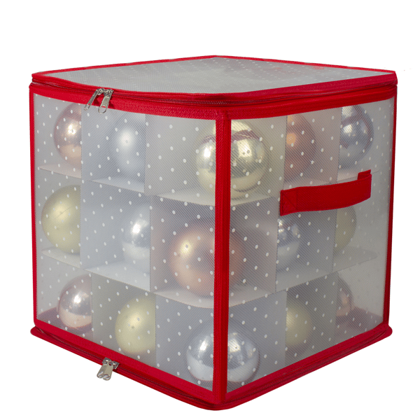 Northlight 27ct. Christmas Ornament Zippered Storage Box with Lid