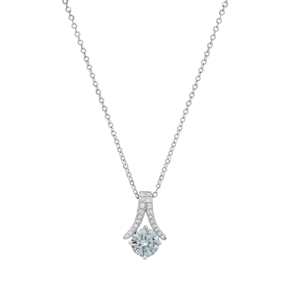 Saffron 1ctw. Arch Turquoise Moissanite Diamond Pendant Necklace - image 