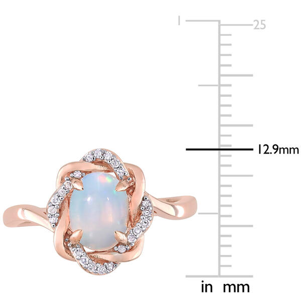 Gemstones Classics&#8482; 10kt. Rose Gold Ethiopian Blue Opal Halo Ring