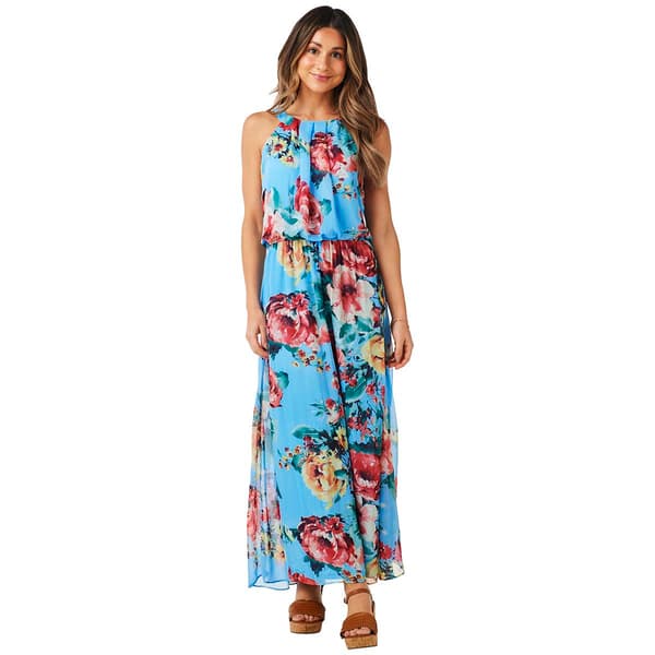 Womens Robbie Bee Sleeveless Floral Blouson Chiffon Maxi Dress - Boscov's