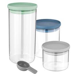 Bloom & Breeze Airtight Food Storage Containers , Stackable with Labels, Glass Storage Containers with Acacia Wood Lids, Cereal and Pasta Containers