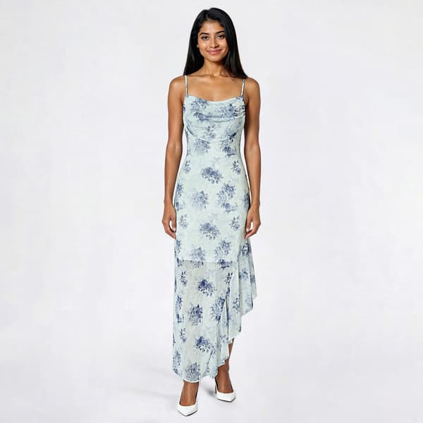 Juniors No Comment Asymmetrical Hem Paisley Rose Midi Dress