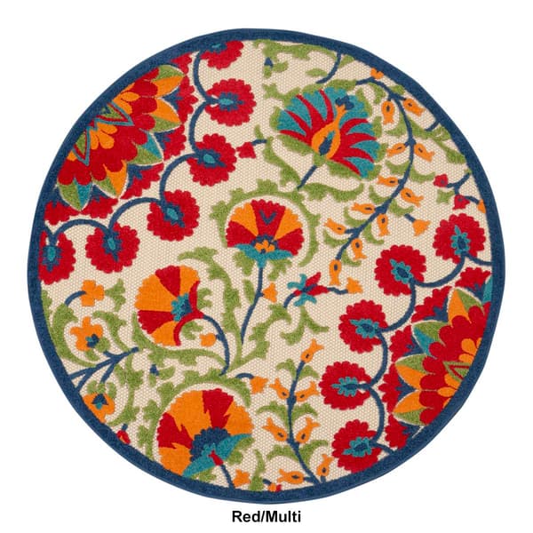 Nourison Aloha Bloom Vines Transitional Indoor/Outdoor Round Rug