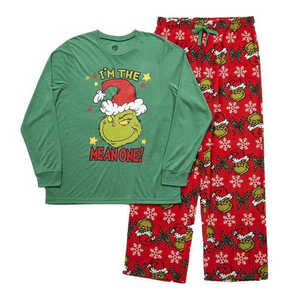 Mens Holiday Traditions I''m The Mean One Grinch Pajama Set - image 