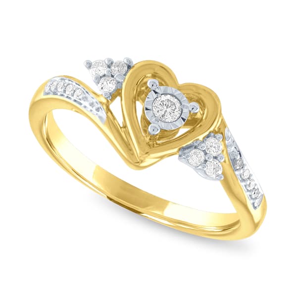 Diamond Classics&#40;tm&#41; 14kt. Gold Over Silver 1/10ctw. Diamond Ring - image 