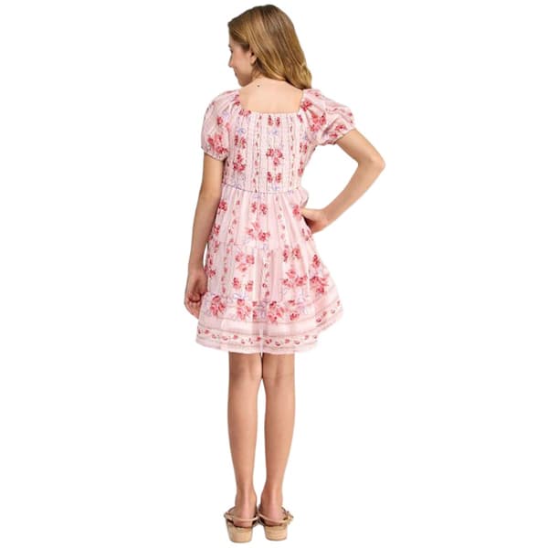 Girls (7-16) As U Wish Floral w/ Bow Puff Sleeve Dress