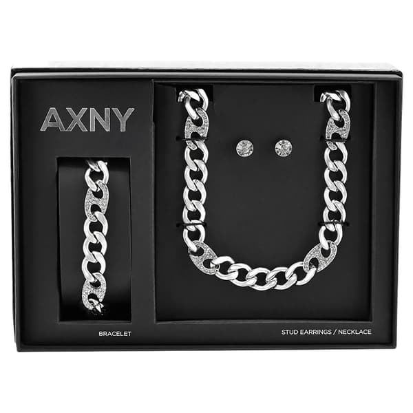 Mens American Exchange Curb Link Necklace/Bracelet/Earrings Set