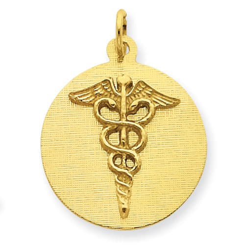 Gold Classics&#40;tm&#41; 14kt. Caduceus Disc Charm - image 