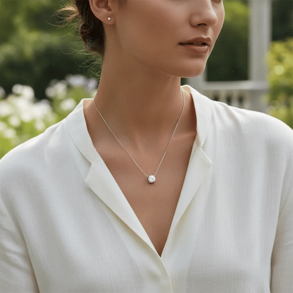 Saffron 1ctw. Moissanite Diamond Basket Pendant Necklace