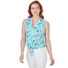 Womens Hearts of Palm Feeling Just Lime Daisy Tie Tee