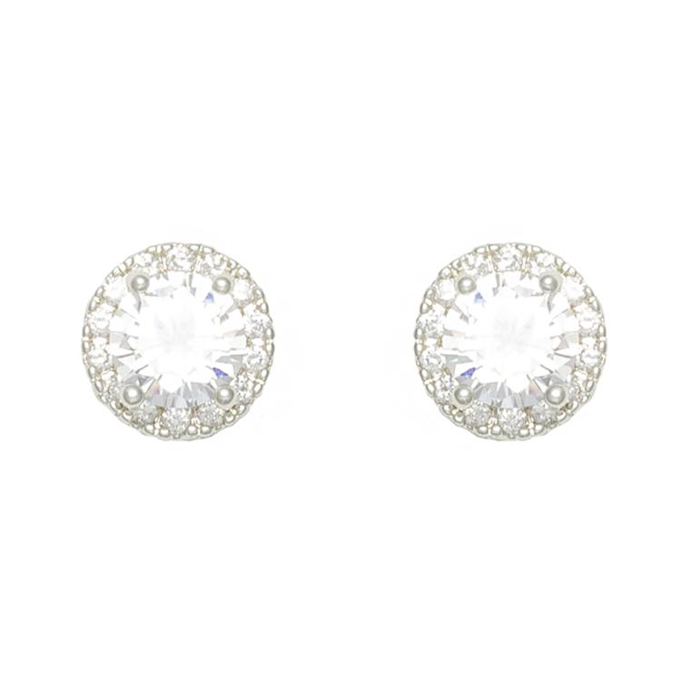 Freedom Round Cubic Zirconia Stud Earrings