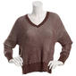 Juniors No Comment Plated Rib V-Neck Pull Over Sweater - image 2