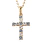 Gemstone Classics(tm) Created Aquamarine & Sapphire Cross Pendant - image 1