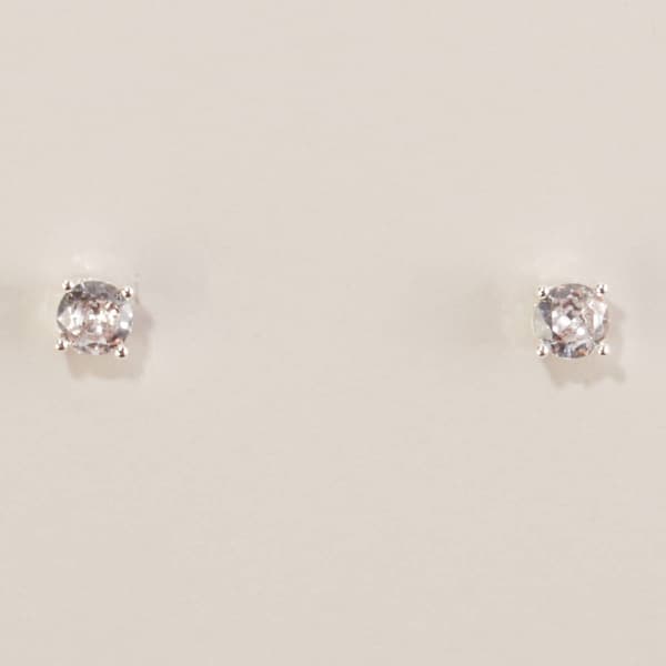 Design Collection Silver-Tone CZ 6mm Round Stud Earrings - image 