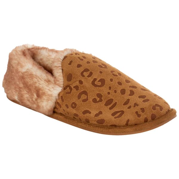 Womens Jessica Simpson Leopard Microsuede Slippers