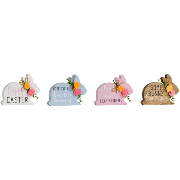Northlight Seasonal Wooden Bunny Easter Signs - Set of 4