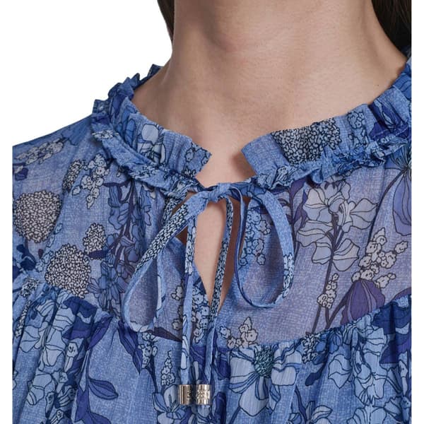 Womens Tommy Hilfiger Ruffle Cap Sleeve Floral Peplum Blouse