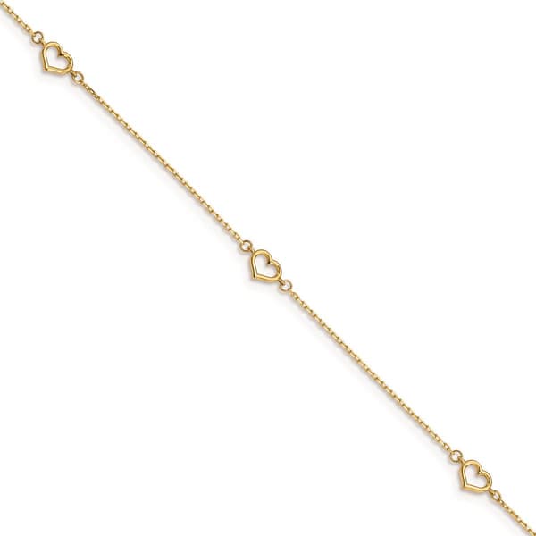 Gold Classics&#40;tm&#41; 14kt. Gold Heart 10in. Anklet - image 