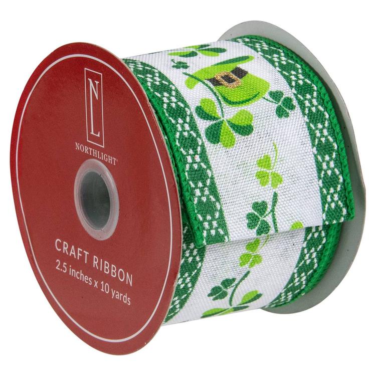 Northlight Seasonal 30ft. Shamrock & Hat Wired Craft Ribbon