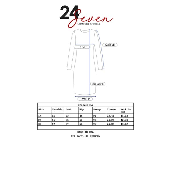 Plus Size 24/7 Comfort Apparel Floral Long Sleeve A-Line Dress