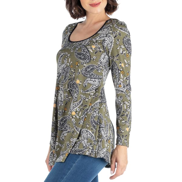 Womens 24/7 Comfort Apparel Long Sleeve Paisley Tunic