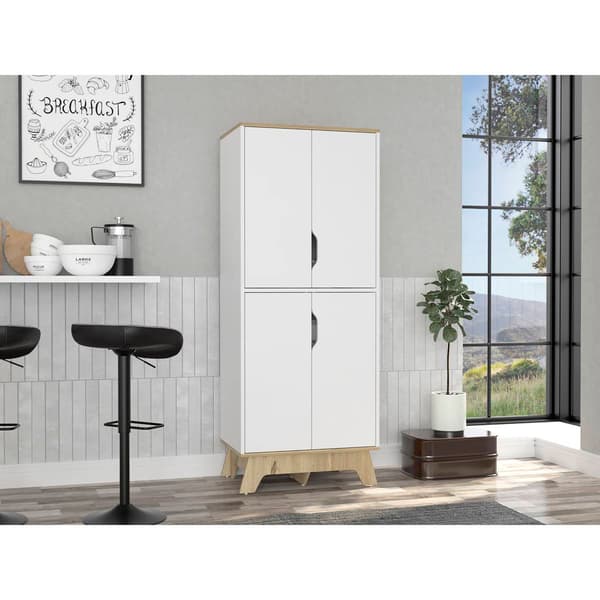 FM FURNITURE Zurich White Double Kitchen Pantry - image 