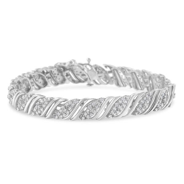 Diamond Classics&#40;tm&#41; Sterling Silver Double Wrap Bracelet - image 