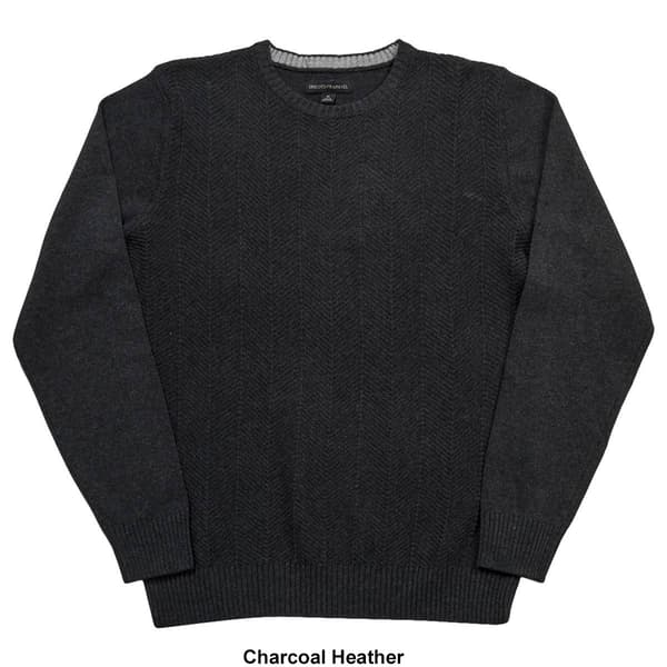Mens Tricot Solid Herringbone Crew Sweater