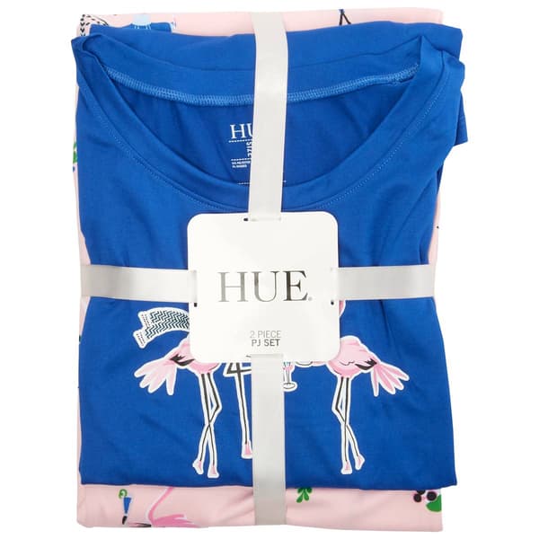 Womens HUE&#174; Long Sleeve Folded Good Tidings Flamingo Pajama Set