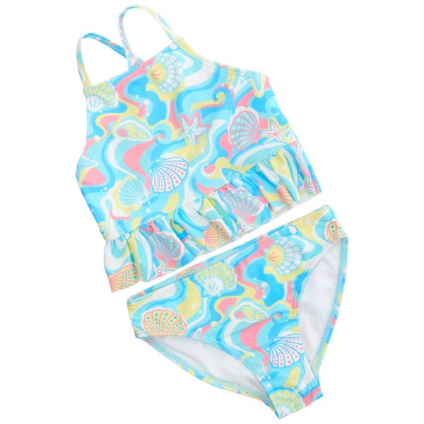 Girls &#40;4-6x&#41; Angel Beach 2pc. Shell & Marble Tankini Swim Set - image 