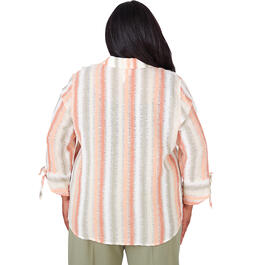 Plus Size Alfred Dunner Tuscan Sunset Woven Stripe Texture Blouse
