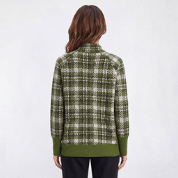 Womens Inner Circle Long Raglan Sleeve Plaid Mock Neck Sweater