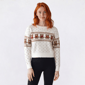 Juniors No Comment Mossy Fairisle Teddy Bear Bow Sweater-Gardenia - image 1