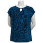 Womens Kasper Short Sleeve Zebra Keyhole Neck Blouse - image 1